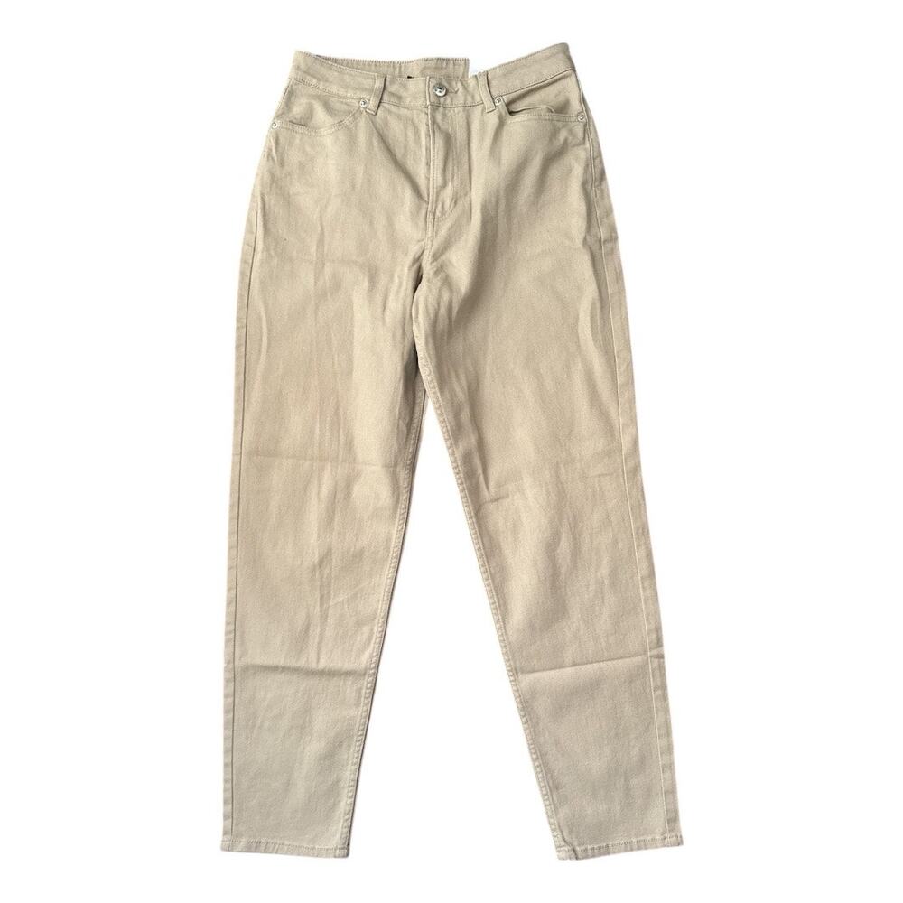 New H&M Khaki Denim High Waist Straight Leg Jeans 8